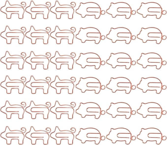 80 Pcs Rose Gold Animal Pig Creative Metal Paper Clips - Fun Pig School Supplies for Pig Lovers(Rose Gold Pig)