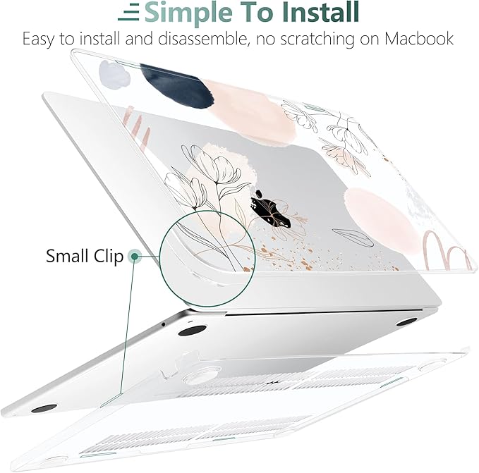 DONGKE Compatible with M4 MacBook Air 15 inch Case 2025 2024 2023 A3241 A3114 A2941 M3 M2 Liquid Retina Display Touch ID, Plastic Hard Case & Keyboard Skin & Screen Protector - Abstract Flowers