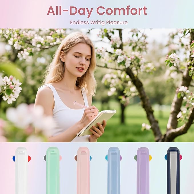 3-in-1 Gel Pens, 6 Pcs 0.5mm Colorful Ink Retractable Pens Fine Point Smooth Writing Pens, Cute Pens Nurse Teacher Office Supplies Gifts for Women (Taro Purple, Dark Leaf Green, Mango Yellow)