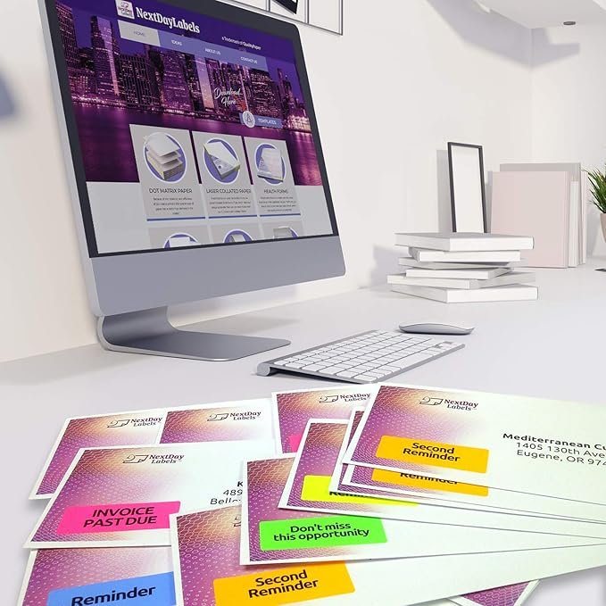 NextDayLabels - 8-1/2 x 11" Neon Color High Light Fluorescent Labels for Laser & Inkjet Printer (Pink Fluorescent, 1" x 2-5/8" - 30 Per Page | 1500 Labels)