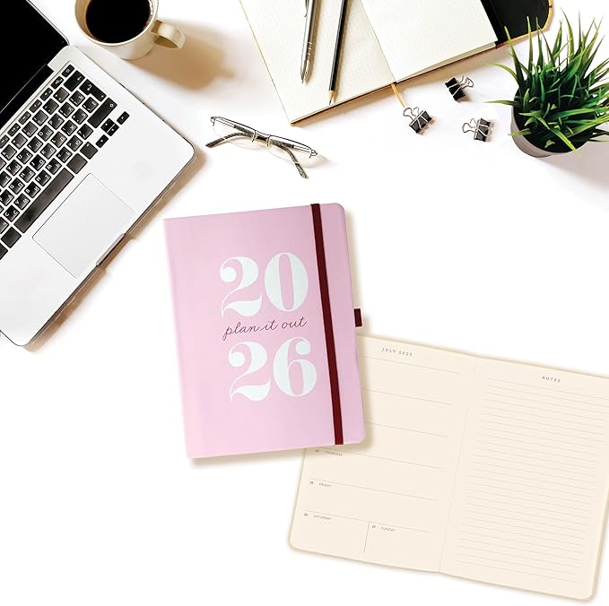 Graphique 2026 Apollo Business Planner | 18 Month Organizer, July 2025 - Dec. 2026 | Weekly & Monthly Spreads | To-Do List & Note Pages | Pen Loop | Vegan Leather | Pink Plan It | 6” x 8”