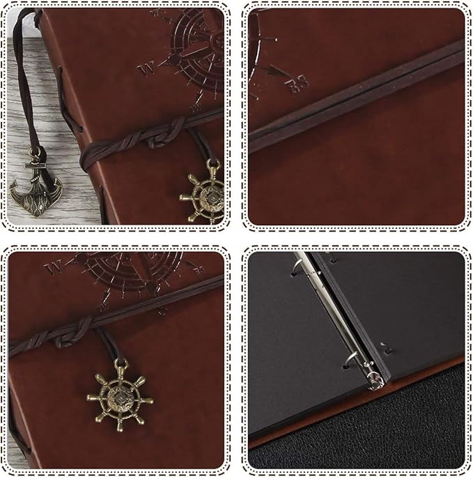 ThxMadam Leather Customize Photo Album Sscrapbook 60 Pages Love Memory Photo Book Vintage Wedding DIY Memory Book,Travelling Journal Scrap Book Family Scrapbook Birthday Christmas Gift for Mother Wife