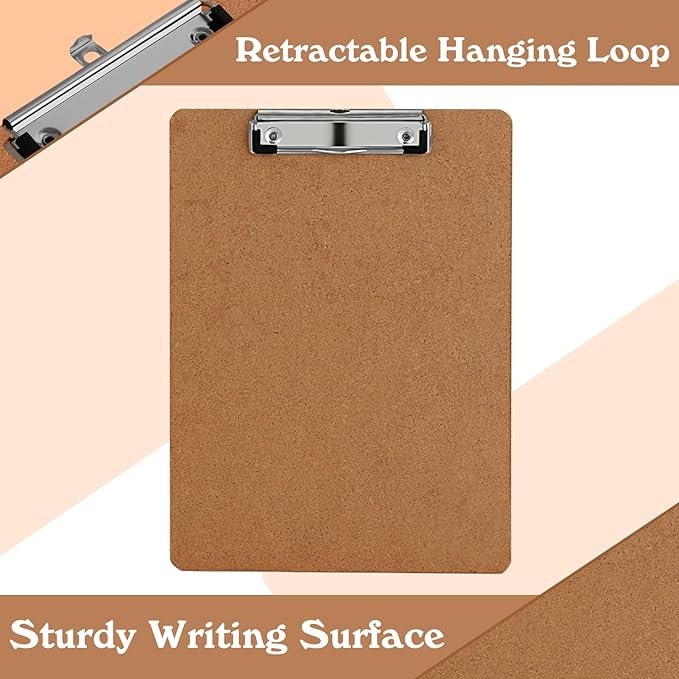 Clipboards, PANDRI 12 Pack Hardboard Office Clipboards, Low Profile Clip, Standard A4 Letter Size, Classroom Supplies, ECO Friendly