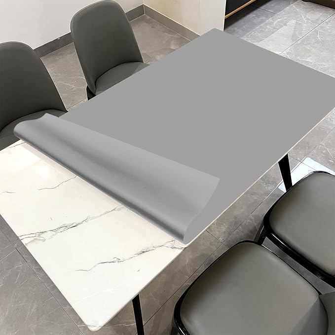 Leather Table Cover,1.8mm Thick,30x60 Inch Desk Cover,Large Desk Mat,Table Protector,Table Cover Protector,Desk Covers On Top of Desks(Gray+Gray,30x60)