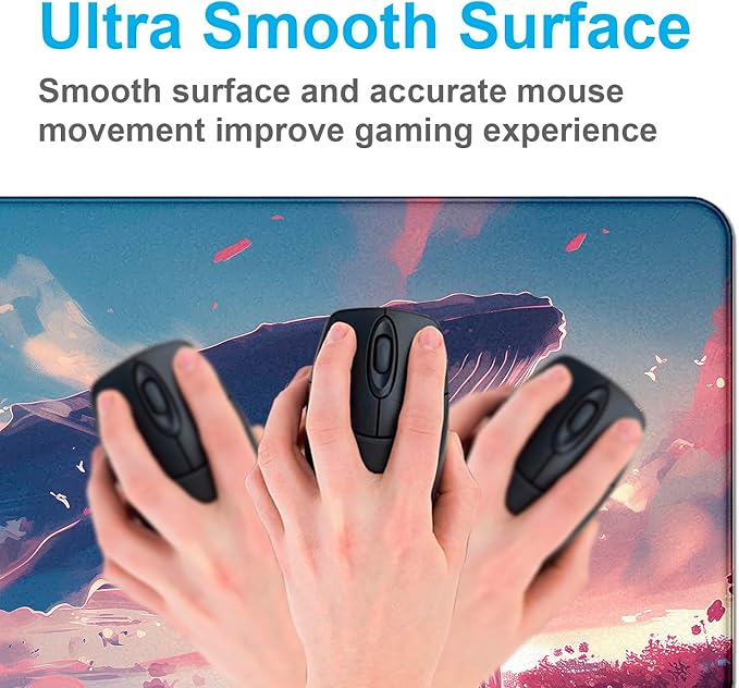 Cute Sky Whale Fish Dream Fantasy Mouse Pad, Stitching Edge Computer Game Keyboard Pad Whale, Large Women's Office Desk Accessories Decorative Mouse Pad 35.4 x 15.7 Inches