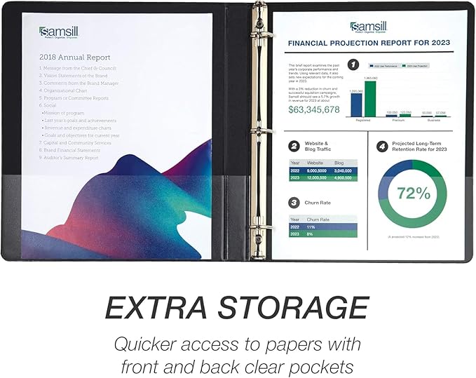 Samsill Durable 0.5 Inch Binder, Made in The USA, D Ring Binder, Customizable Clear View Cover, Black, 24 Pack, Each Holds 125 Pages