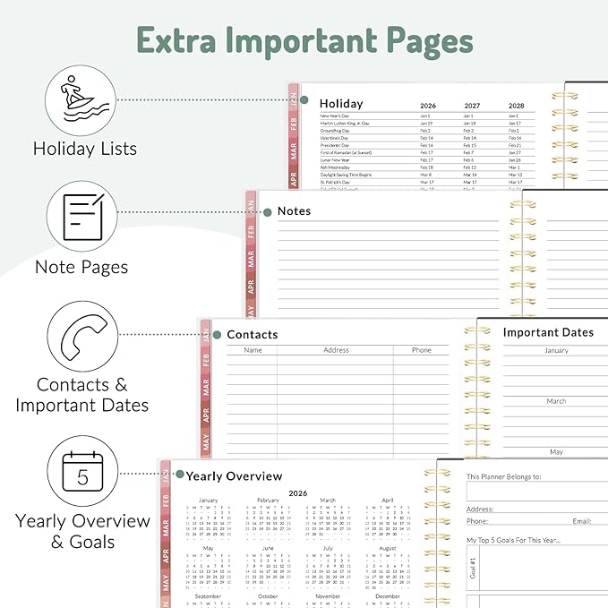 Appointment Book 2026 Planner, Forvencer Daily Weekly & Monthly Calendar Planner (Jan 2026-Dec 2026), 6" x 8", Hourly Agenda Book with 30 Minute Increments, Flexible Cover Planning with Inner Pocket, Organizer Notebook for Office School Supplies, A5, Blue