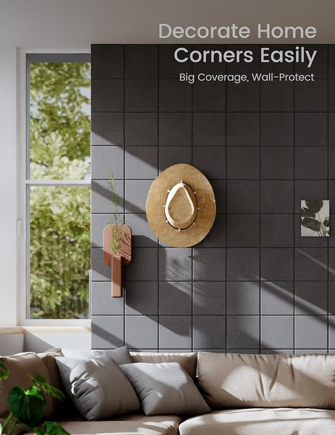 Large Felt Bulletin Board 36" x 24"Cork Board Alternative-6 Pack with 40 Safe Removable Adhesive Tabs, Cork Boards for Walls Cork Board for Home Office Classroom Pin Board-Charcoal Gray