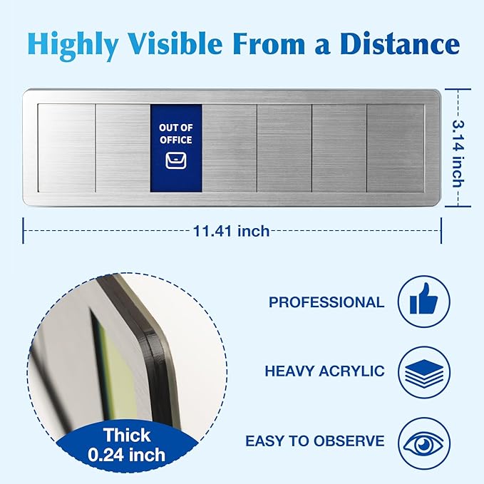 Office Door Signs,7 Options-Do Not Disturb, Out of Office, In a Meeting, Working Remotely,Please Knock, Back Soon, Come in Welcome Privacy Door Signs Available and Away for Conference Room & Meeting