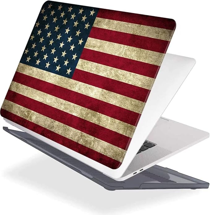 Compatible with MacBook Pro 13 Inch Case M2/M1 2025 2022-2017 A2338 A2289 A2251 A2159 A1989 A1706 A1708 Plastic Hard Shell Case&Keyboard Skin&Mac OS Keyboard Sticker (American Flag)
