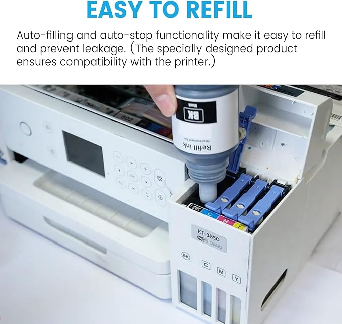 T522 522 Ink Refill Bottles for Epson EcoTank Printers ET-2800 ET-4800 ET-4700 ET-2400 ET-2720 ET-2803 (2 Black, 1 Cyan, 1 Magenta, 1 Yellow)