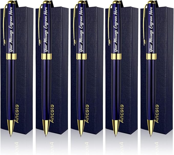 Ancolo Personalized Luxury Ballpoint Pens Writing Set Fancy Nice Gift Pen Set for Friends Executive Business Office - Custom with Your Name or Message with 10 extra Refills