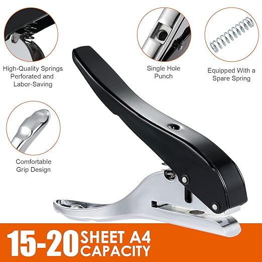 Hole Punch 1/8 inch-3mm Single Hole Punch,Heavy Duty Hole Puncher Single,Paper Punch Portable Hand Held Long Hole Puncher for Paper Cards Plastic Cardboard
