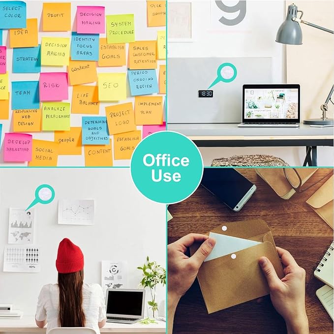 Self Adhesive Dots,1050pcs(525 Pairs) Strong Adhesive 0.39 inch Diameter Sticky Back Hook Nylon, Loop Dots with Waterproof Sticky Glue Tapes, Suitable for Classroom, Office, Home