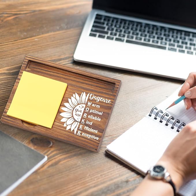 Daycare Worker Sticky Note Holder, Thank You Appreciation Gifts for Daycare Workers, Childcare Office Employee Recognition Desk Organizer TZP113