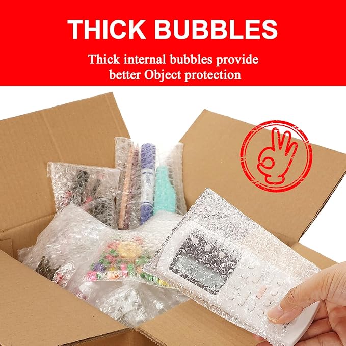 A&A Bubble Wrap Bags 6"X8" - 50pcs Small Bubble Wrap Pouches for Shipping, Packing Envelopes, and Bottles - Thin Bubble Wrap for Protection - Bubble Bags for Shipping and Packing Essentials