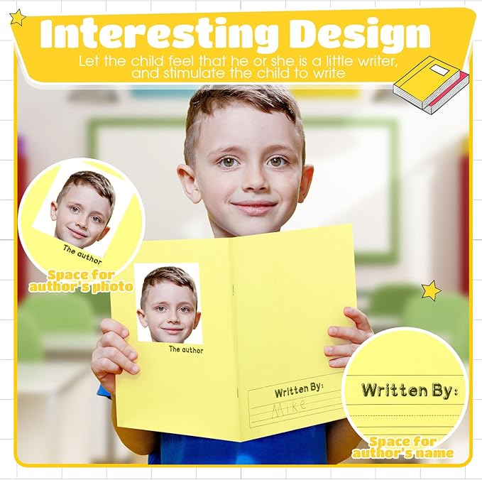 Henoyso 24 Pcs Primary Composition Notebook K-2 9 3/4 x 7 1/2 Inch Primary Journal, Back to School Supplies, Bulk Blank Writing Book for Kid to Write Draw Journal 60 Page Notebooks (Light Color)