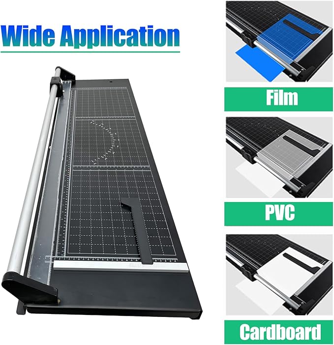 TECHTONGDA Rotary Paper Trimmer, 48" Cut Length, Professional Paper Cutter with 2 Spare Blades, Angle Line, Self-Sharpening, 8-10 Sheets Capacity for Offices, Schools and Crafts