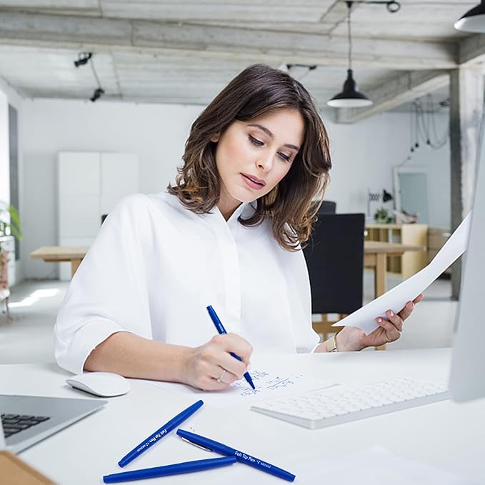 Lelix Felt Tip Pens, 30 Blue Pack, 0.7mm Medium Point, Felt Tip Markers Pens for Journaling, Writing, Note Taking, Planner, Perfect for School Office and Art Supplies