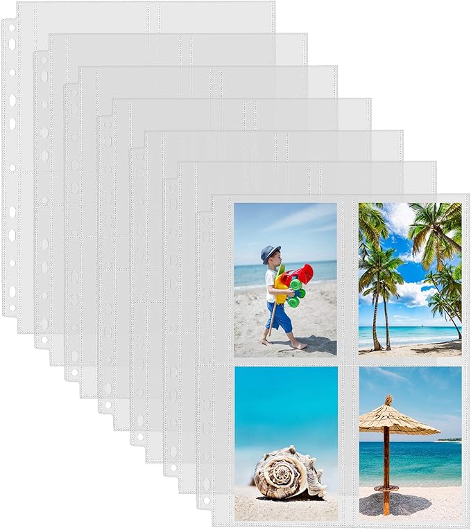 Sooez 30 Pack Heavy Duty Photo Sleeves for 3 Ring Binder (240 Pictures), 3.5x5 Plastic Album Refill Pages, Clear Archival Sleeves, Seed Binder Pages 8.5x11