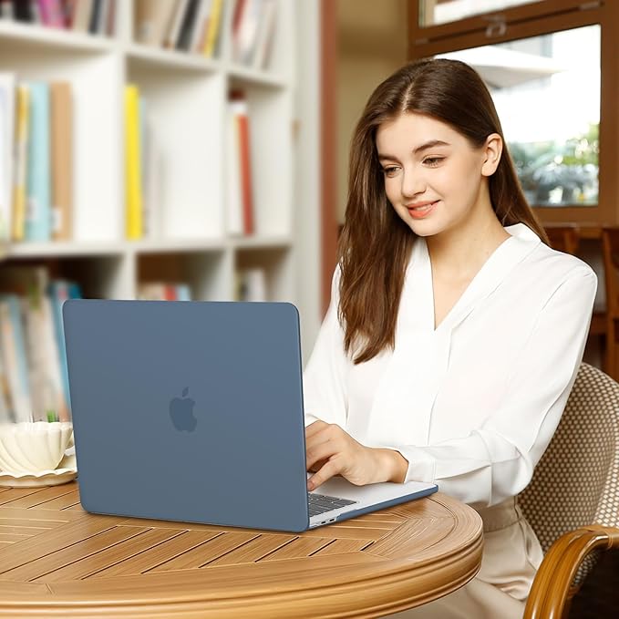 MOSISO Compatible with MacBook Air 13 inch Case 2025 2024 2023 2022 M4 A3240 M3 A3113 M2 A2681, Plastic Hard Shell&Keyboard Cover&Screen Film&Type C for MacBook Air 13.6 inch Case, Steel Blue