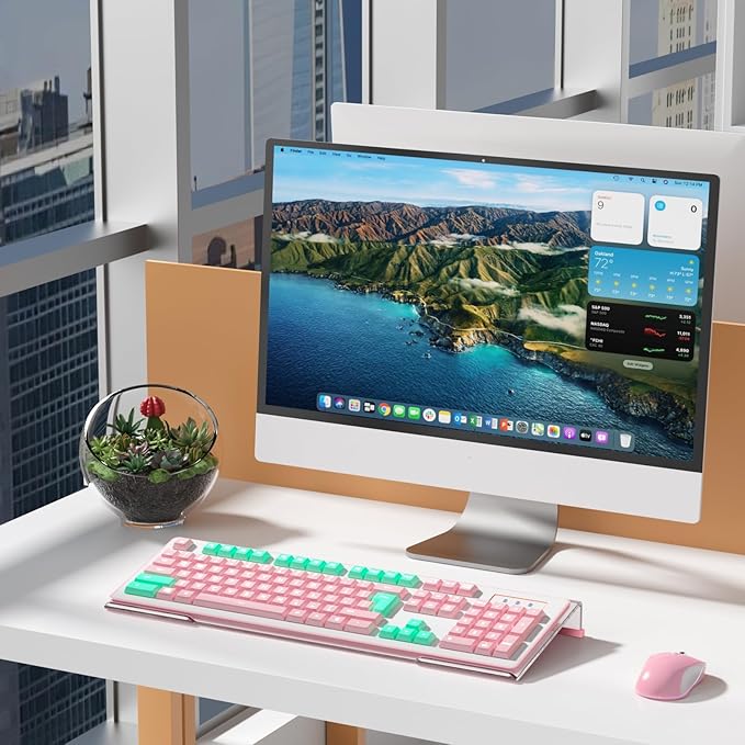 WINFFOR Comfortable Computer Keyboard Stand - Ergonomic Keyboard Riser Acrylic Tilted Keyboard Holder for Easy Typing&Working at Home Office - Fits All Keyboard Sizes - 17'' Wide (Crystal Clear)