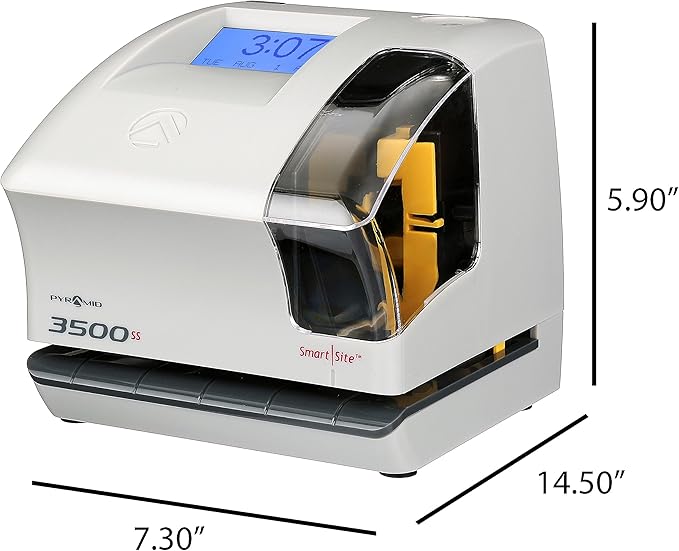 Pyramid Time Systems - Employment Time Clock & Document Stamp [3500ss] with Smart site Alignment, Kit Includes: Punch Time Clock, 25 Time Cards, 1 Ribbon & 2 Security Keys, 3500 Replacement