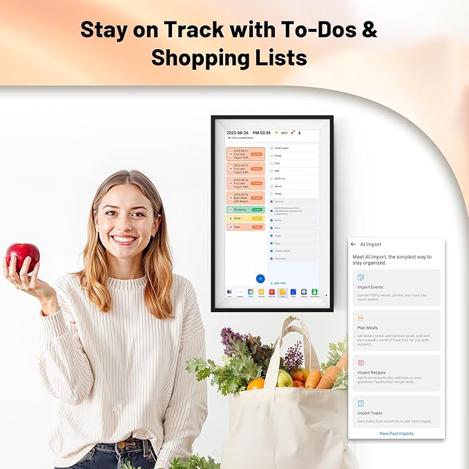 Digital Calendar 15.6" Smart Calendar&Chore Chart, 1920*1080 Interactive Touchscreen Electronic Calendar for Family Schedules, 64GB Wifi Meal Planner, Wall&Desk Mountable, 2025 Calendar-Black