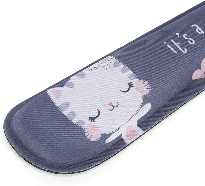 RICHEN Keyboard Wrist Rest and Mouse Pad with Wrist Support, Memory Foam Set for Computer/Laptop/Mac,Gaming and Office, Sturdy & Comfortable & Lightweight for Easy Typing & Pain Relief (Cute Cat)