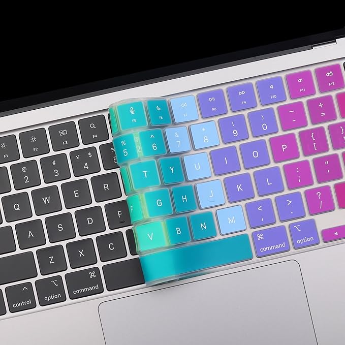 2 Pack Keyboard Cover for 2025-2021 MacBook Pro 14" 16" M5 M4 M3 M2 M1 Pro/Max, 2025-2023 MacBook Air 13" 15" M4 M3 M2, Ultra Thin Keyboard Skin for 14.2" 16.2" MacBook Pro /13.6" 15.3" US-Rainbow