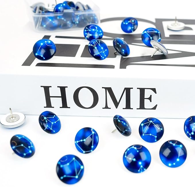 24Pcs Decorative Push Pins,Cute Push Pins,Cork Board Tacks,Cute Thumbtack for Office Decorative (24-Horoscope)