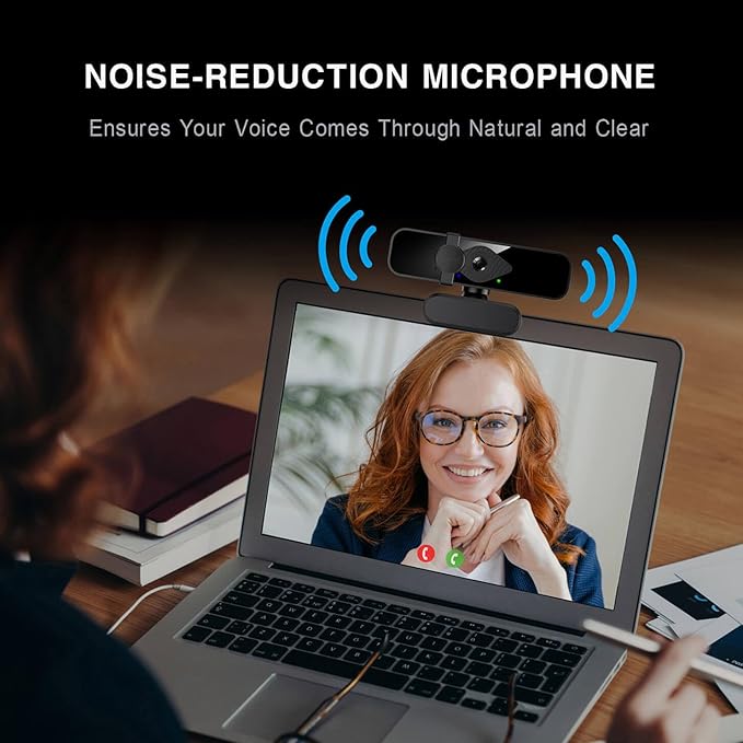 2K Ultra HD Webcam, Computer Camera for PC Monitor Laptop Desktop - External Web Cameras with Microphone, USB C Adapter, Privacy Cover for Video Conferencing, Streaming & Online Learning