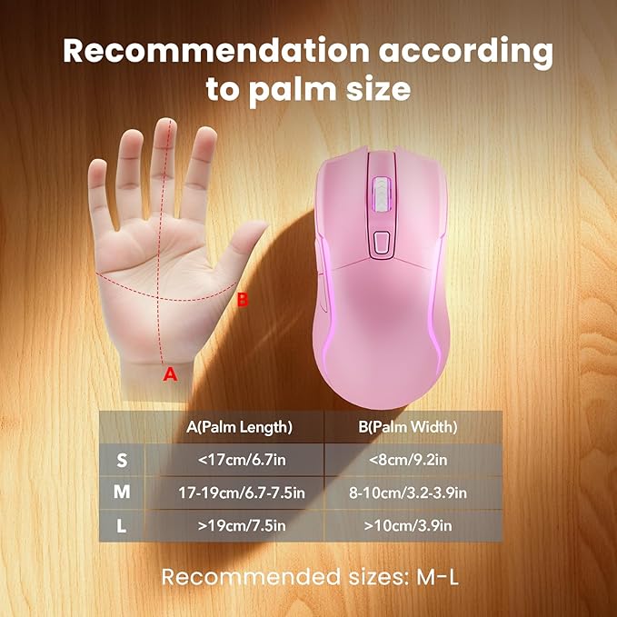 Pink Keyboard and Mouse Wireless Combo, 4000mAh Rechargeable Backlit Quiet Keyboards mice set, USB Ergonomic Key Board with Wrist Rest & Phone Holder for PC, Mac, Windows, Natural Soft Typing —SABLUTE