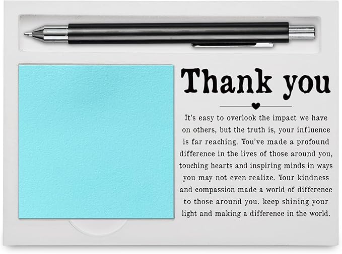 Thank You Sticky Note Holder, Thank You Appreciation Gifts for Leader Boss Women Best Mom Mentor Coach Manager Coworker Teacher Self-Stick Note Pad Holders YBB01