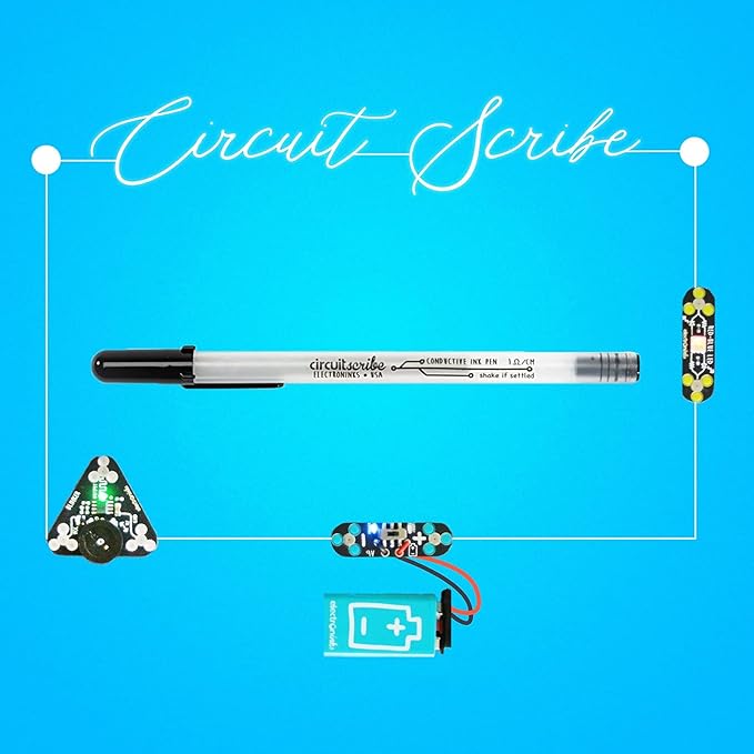 Circuit Scribe Non-Toxic Conductive Ink Pen for Kids Circuit Building Set (10-Pack) | Silver Ink Rollerball Point Pen Kit, Science Experiments, DIY Science Projects (New & Improved Formula)