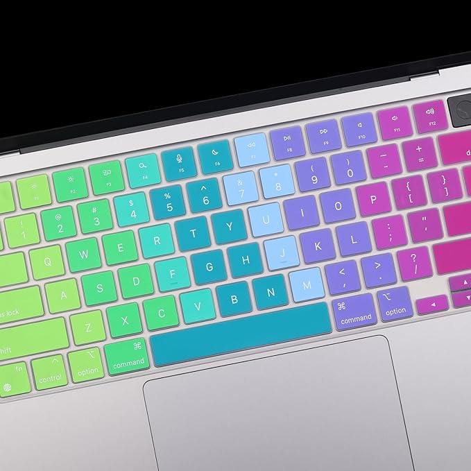 2 Pack Keyboard Cover for 2025-2021 MacBook Pro 14" 16" M5 M4 M3 M2 M1 Pro/Max, 2025-2023 MacBook Air 13" 15" M4 M3 M2, Ultra Thin Keyboard Skin for 14.2" 16.2" MacBook Pro /13.6" 15.3" US-Rainbow
