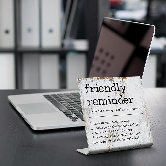 Funny Desk Signs for Work Office,Friendly Reminder Definition Office Desk Sign,Work Office gifts, Office Desk for Colleague Coworker Work bestie Friend, Office Humor Decor Sign Plaque XB288