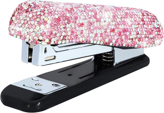 KEYPOWER Diamond Crystal Handmade Bling Dazzling Pink Stapler for Office, School, or Home