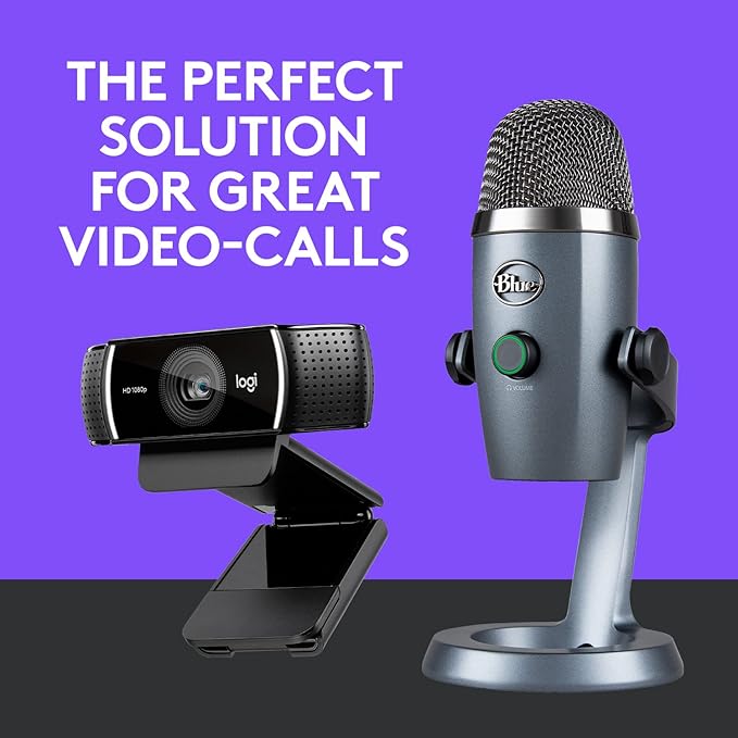Logitech C922x Pro Webcam + Blue Yeti Nano - Perfect for Professional Video Calls, 1080p/30fps, 720p/60fps