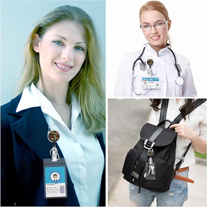 Gctriki Bookshelf Badge Reel Retractable with 360° Swivel Carabiner Clip, Librarians Work ID Badge Holder Retractable Clip, Cute Students Nurse Teacher Book Lover ID Card Holder Keychain Accessories
