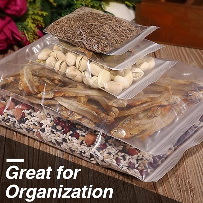 120Pcs 6" x 9" Clear Plastic Zip Bags, 2 Mil Thick Resealable Storage Baggies for Jewelry, Small Items, Packaging & Travel