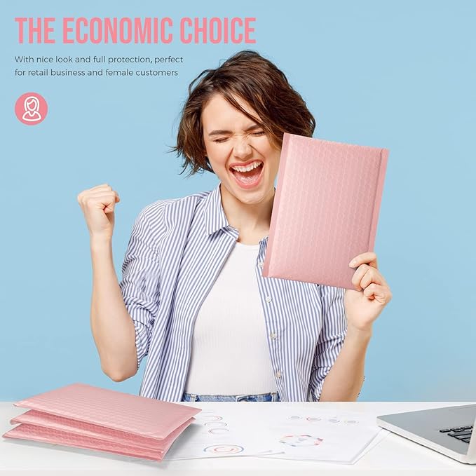 Fuxury Bubble Mailers 6x10 Inch 500 Pack Padded Envelopes Usable Size 6x9" Thick Mailing Envelopes Bubble Opaque Padded Mailers Shipping Bags for Mailing Jewelry Makeup Small Business #0 Light Pink