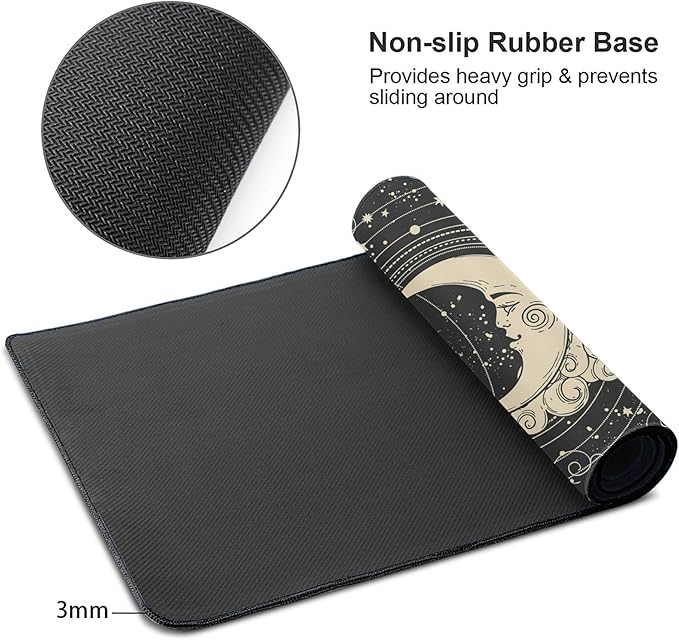 Desk Mat,Celestial Sun and Moon Extended Gaming Mouse Pad for Office Work & Game,Computer Keyboard Mouse Mat Desk Non-Slip Rubber Base Large Mousepad with Stitched Edges, 31.5x15.7inch