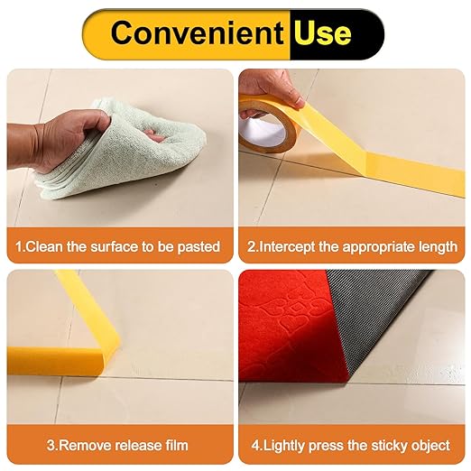 Heavy Duty Double Sided Mesh Tape - Professional Strong Hold Removable Tape for Rug, Carpet, Wall & Clothing, No Residue and No Damage Guaranteed (3 Rolls, 1" x 66FT)