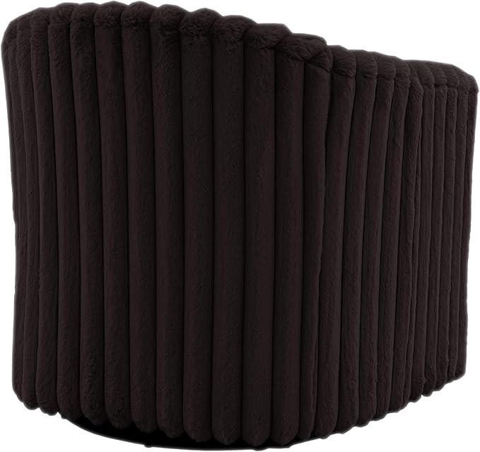 UIXE Faux Fur Swivel Accent Chair, Set of 2, Modern Upholstered Armchair Barrel Club Chair for Living Room, Chocolate