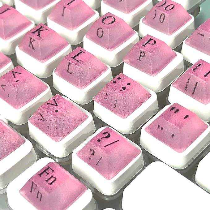 80 Pcs Self-Adhesive PC Keyboard Keys for Long Nails Typing and Gaming, Anti-Damage Symbolic and Alphanumeric Keys for Nail-Art (Purple Pink)
