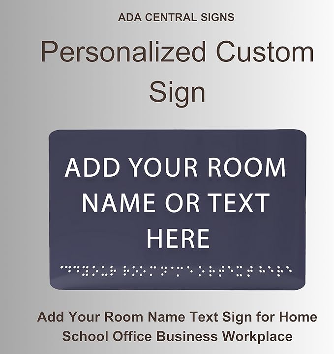 9" X6" Personalized Custom Sign - ADA Compliant Tactile Graphics Grade 2 Braille Text Acrylic Wall Signs - Add Your Room Name Text Sign for Home School Office Business Workplace