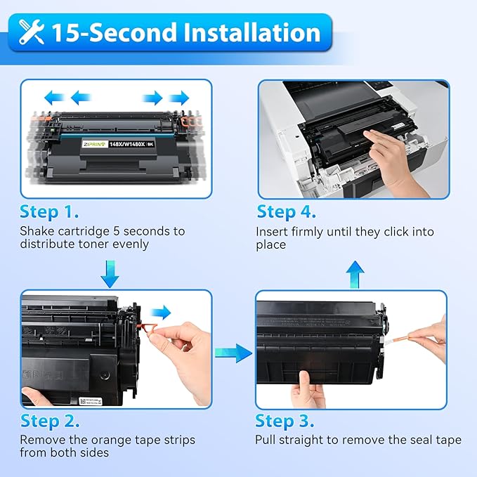 ZIPRINT 148X Black High Yield Toner Cartridge (with Chip) Compatible Replacement for HP 148X 148A W1480X W1480A for Laserjet Pro MFP 4101fdw 4101fdn 4001dw 4001dn 4001n (2 Pack)
