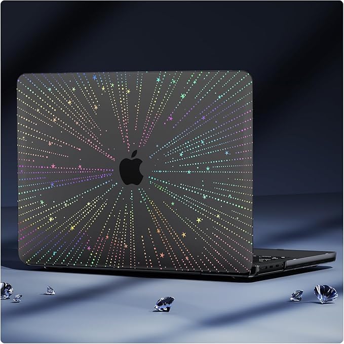 KEROM Clear Black Case for MacBook Air 13 inch 2021-2018 M1 A2337 A2179 A1932, Plastic Hard Shell Case & Keyboard Cover for MacBook Air 13.3 inch, Line