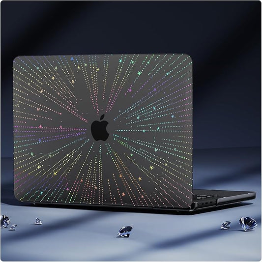 KEROM Clear Black Case for MacBook Pro 16 inch 2025-2021 M4 M3 M2 M1 Pro/Max Chip A3403 A3186 A2991 A2780 A2485, Protective Aesthetic Plastic Hard Shell Case & Keyboard Cover, Line